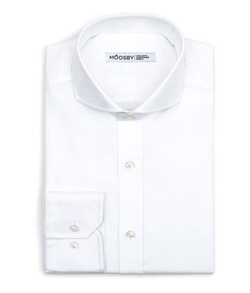 cenital camisa blanca manga larga cuello abierto italiano