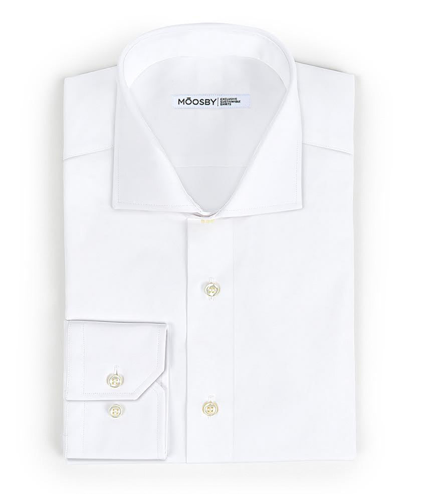 cenital de camisa blanca popelín cuello italiano normal clásico
