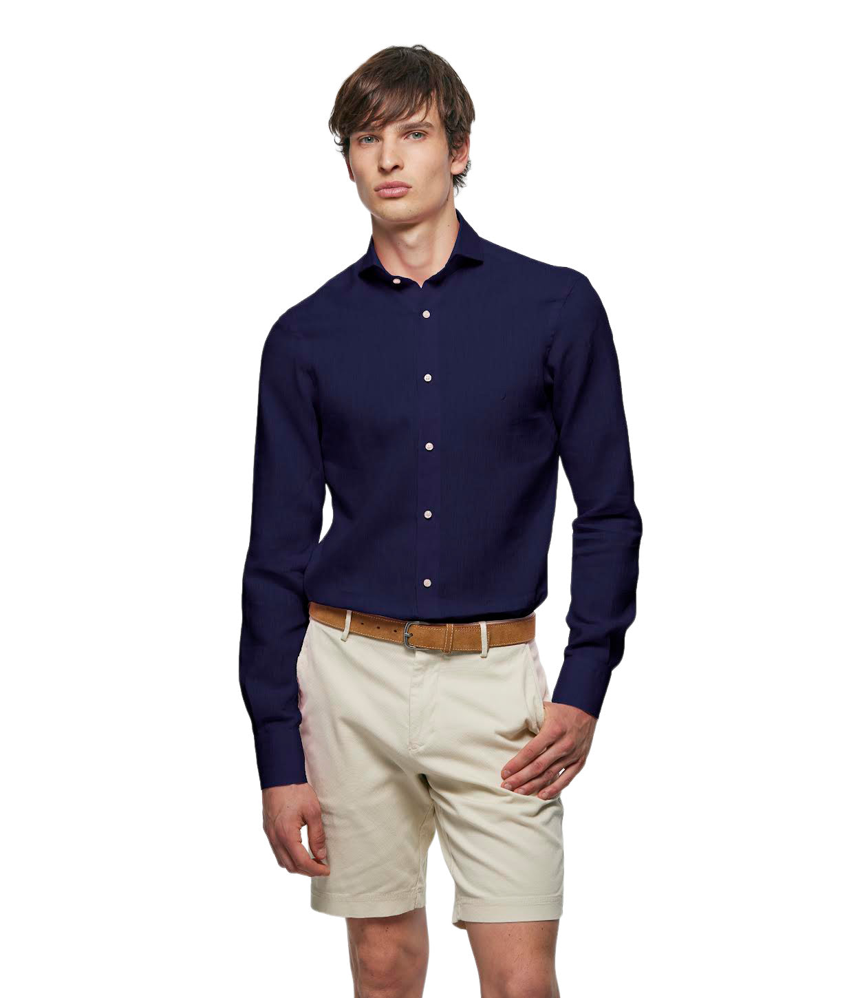 CAMISA LINO AZUL NAVY FIT TAILORED