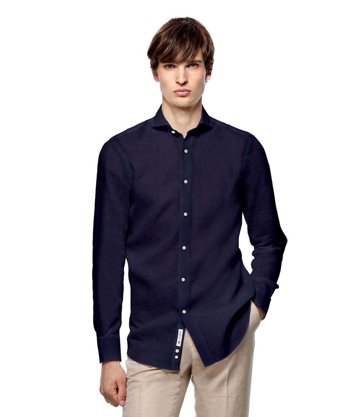 CAMISA LINO AZUL NAVY FIT TAILORED