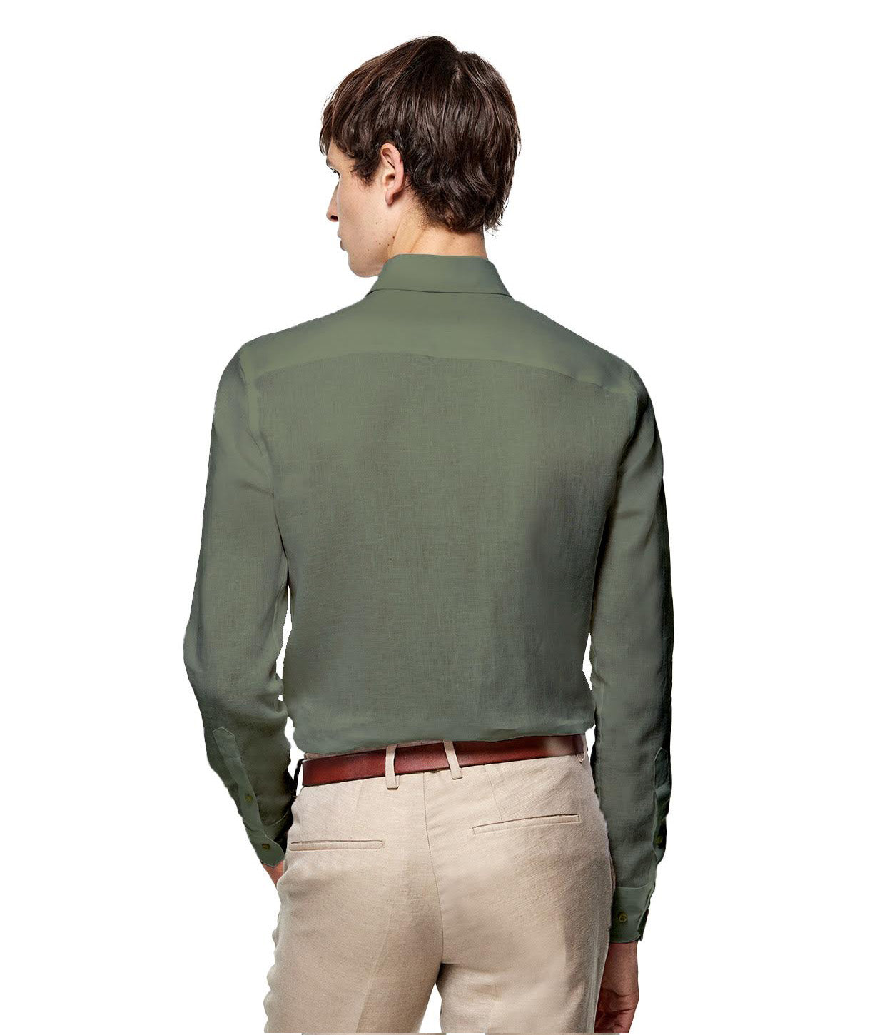 CAMISA LINO VERDE KAKI