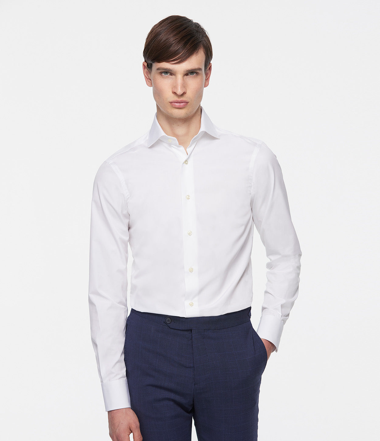 Camisa Cuello Italiano Camisas De Vestir Blancas Hombre Camisa