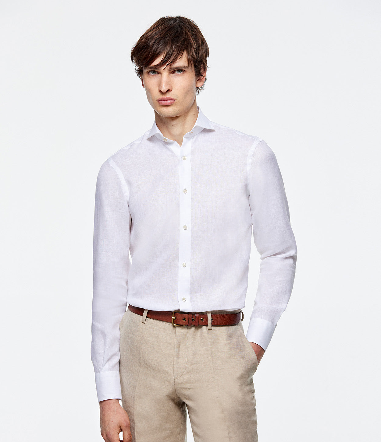 Camisas de lino store blancas para hombre